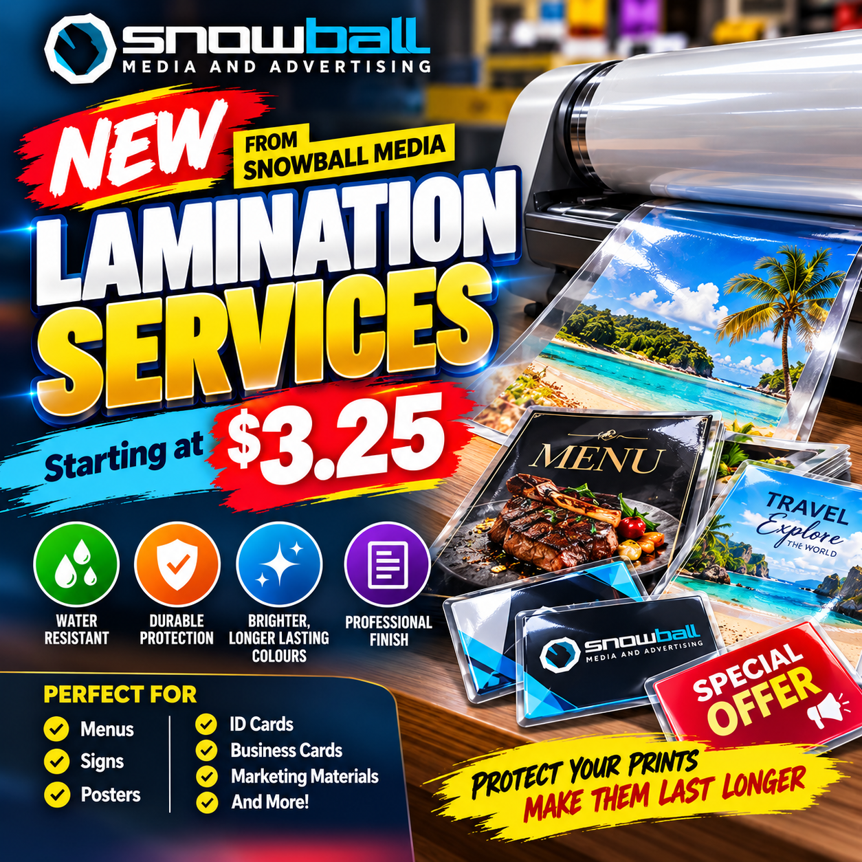 Laminated menus and signs